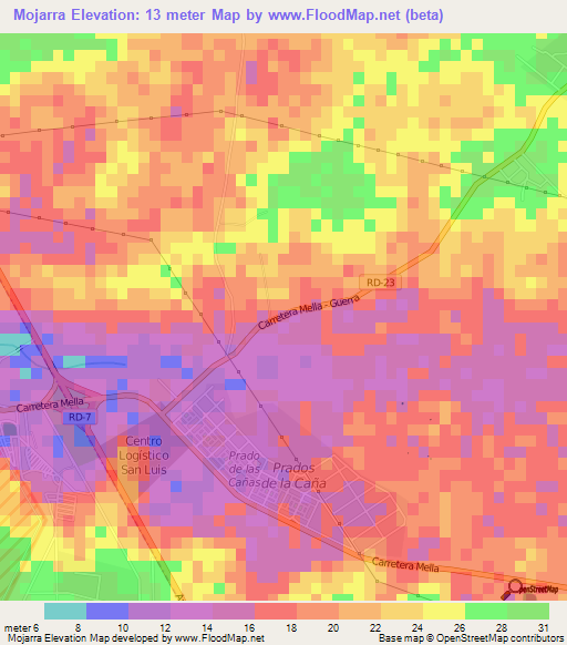 Mojarra,Dominican Republic Elevation Map