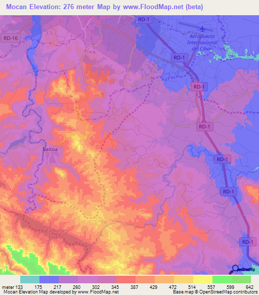 Mocan,Dominican Republic Elevation Map