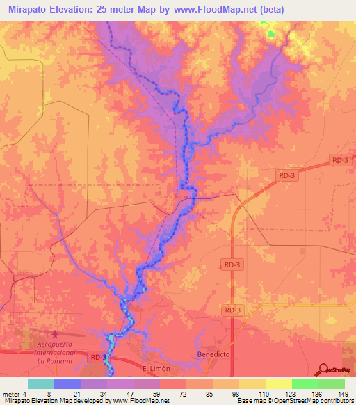 Mirapato,Dominican Republic Elevation Map