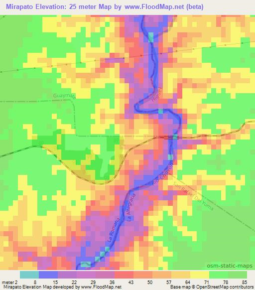 Mirapato,Dominican Republic Elevation Map