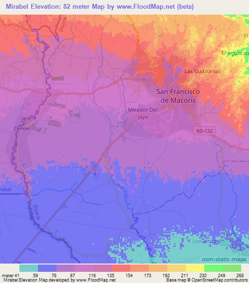 Mirabel,Dominican Republic Elevation Map