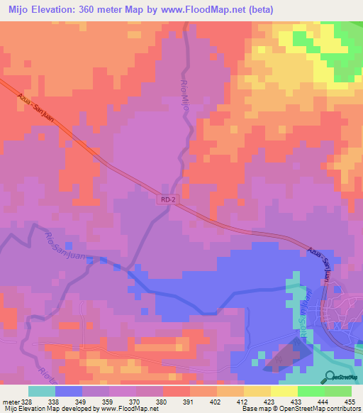 Mijo,Dominican Republic Elevation Map