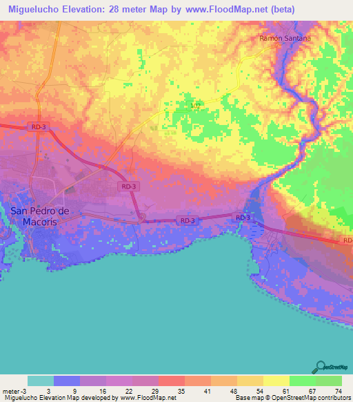 Miguelucho,Dominican Republic Elevation Map