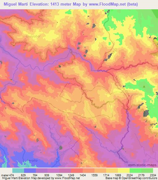 Miguel Marti,Dominican Republic Elevation Map