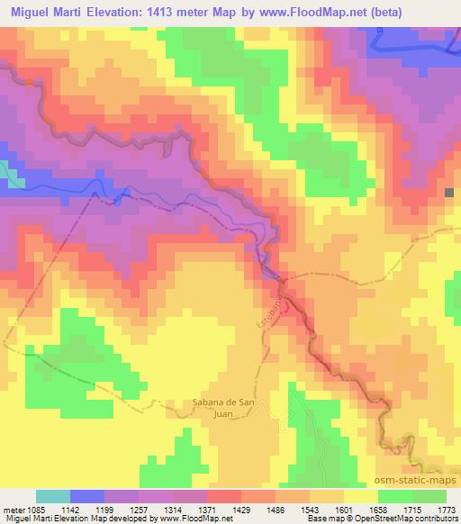 Miguel Marti,Dominican Republic Elevation Map