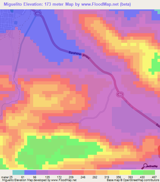 Miguelito,Dominican Republic Elevation Map