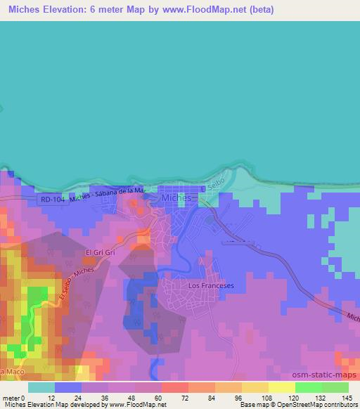 Miches,Dominican Republic Elevation Map