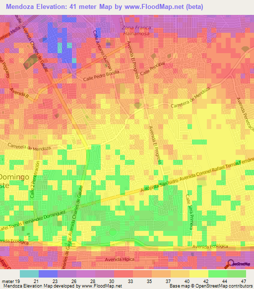 Mendoza,Dominican Republic Elevation Map