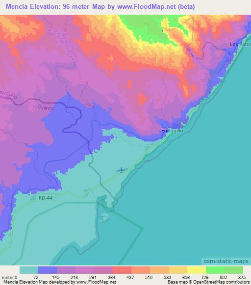 Mencia,Dominican Republic Elevation Map