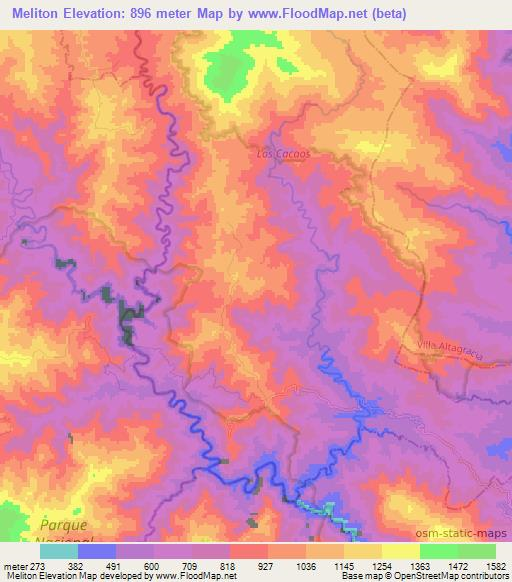 Meliton,Dominican Republic Elevation Map