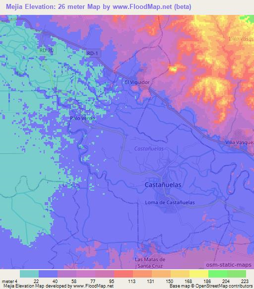 Mejia,Dominican Republic Elevation Map