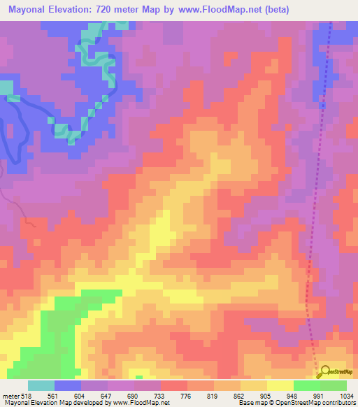 Mayonal,Dominican Republic Elevation Map