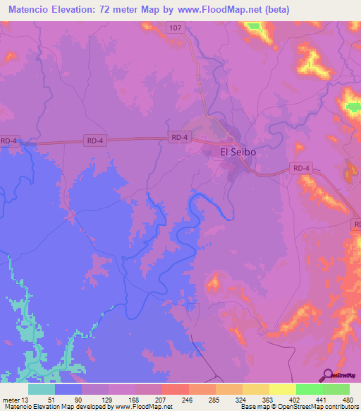 Matencio,Dominican Republic Elevation Map