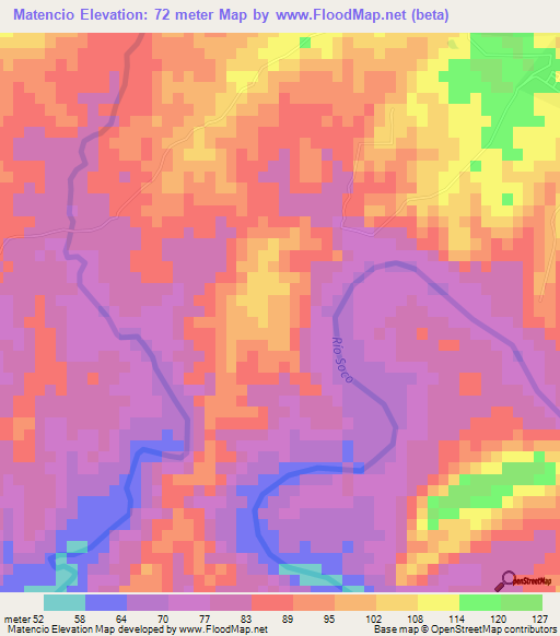 Matencio,Dominican Republic Elevation Map