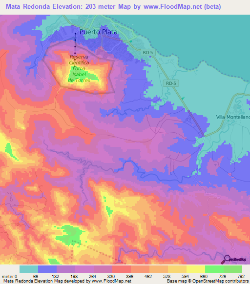 Mata Redonda,Dominican Republic Elevation Map