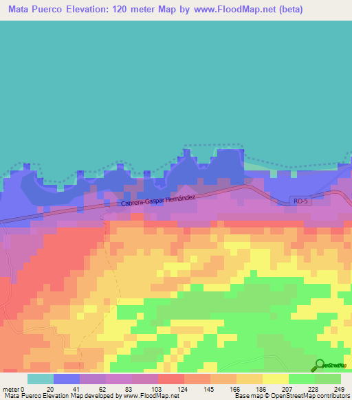 Mata Puerco,Dominican Republic Elevation Map