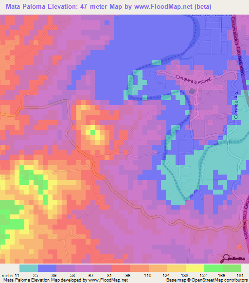 Mata Paloma,Dominican Republic Elevation Map