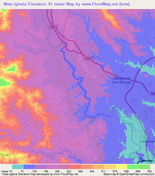 Mata Iglesia,Dominican Republic Elevation Map