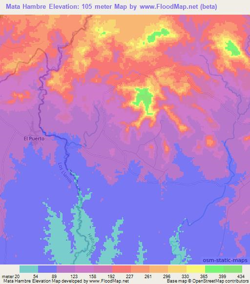 Mata Hambre,Dominican Republic Elevation Map