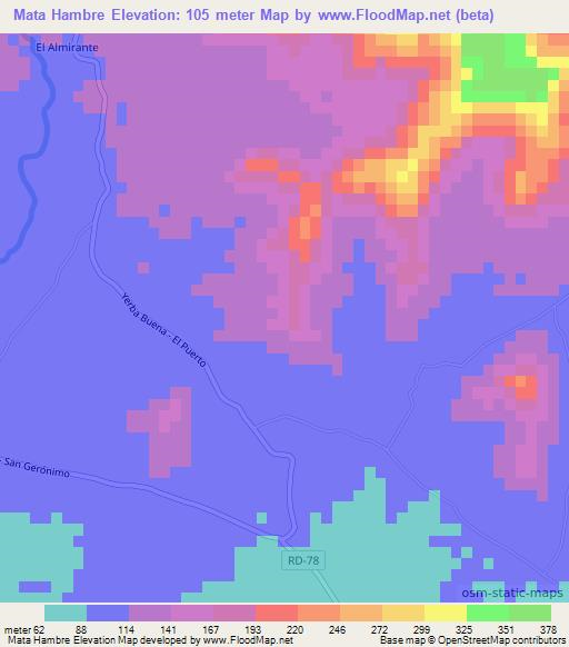 Mata Hambre,Dominican Republic Elevation Map