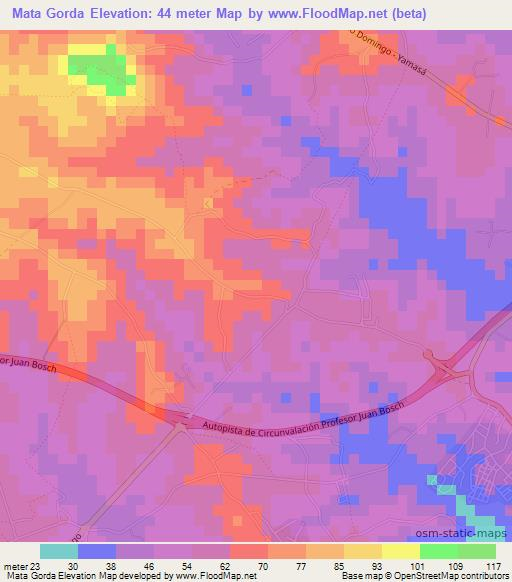 Mata Gorda,Dominican Republic Elevation Map