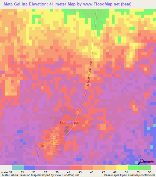 Mata Gallina,Dominican Republic Elevation Map