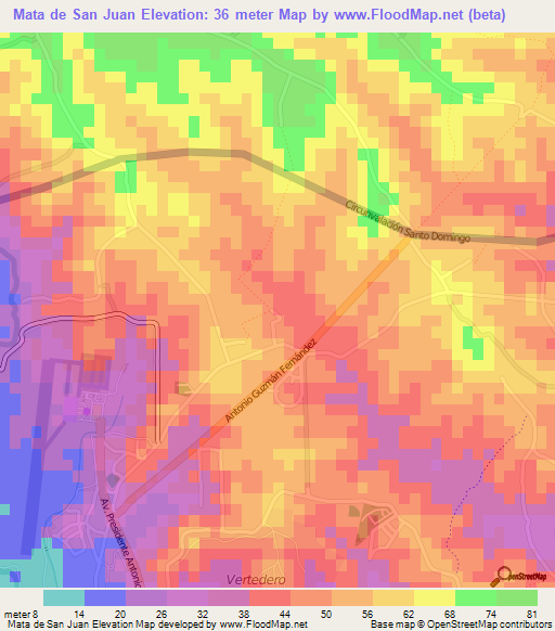 Mata de San Juan,Dominican Republic Elevation Map