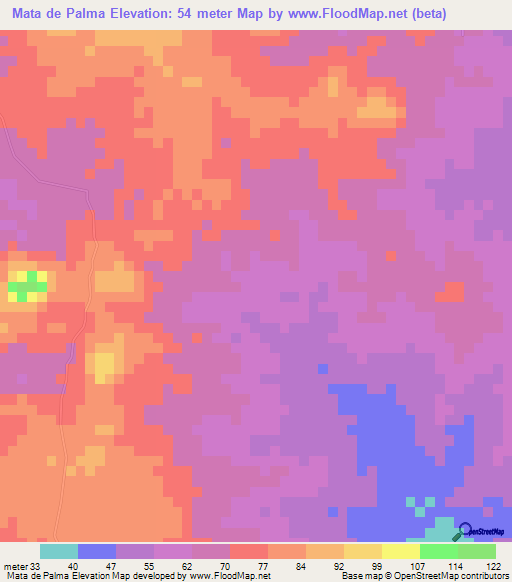 Mata de Palma,Dominican Republic Elevation Map