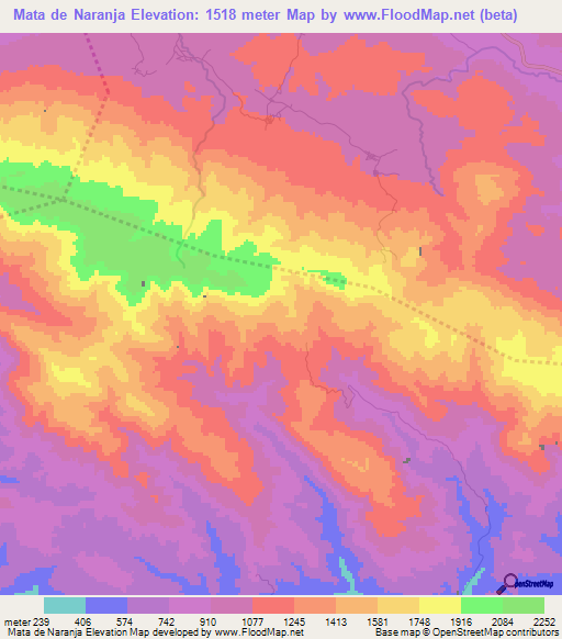 Mata de Naranja,Dominican Republic Elevation Map