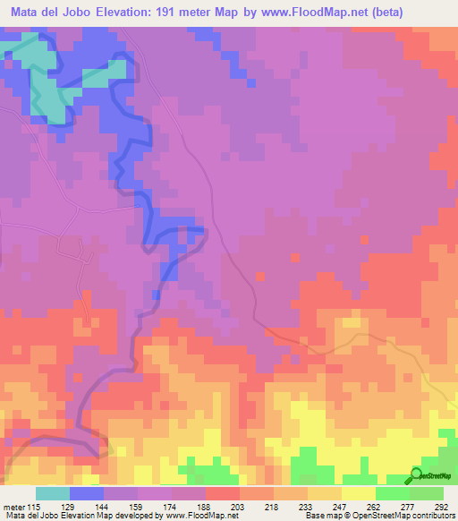 Mata del Jobo,Dominican Republic Elevation Map