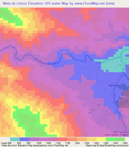 Mata de Limon,Dominican Republic Elevation Map