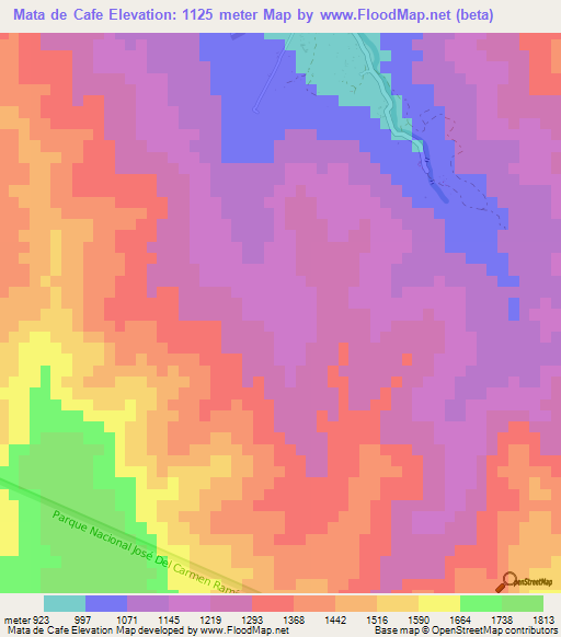 Mata de Cafe,Dominican Republic Elevation Map