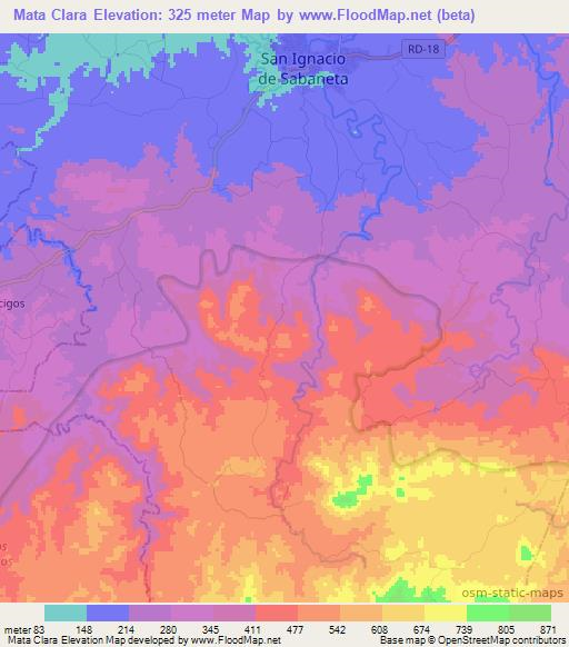 Mata Clara,Dominican Republic Elevation Map