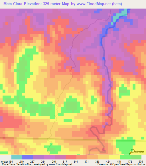 Mata Clara,Dominican Republic Elevation Map