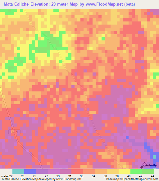 Mata Caliche,Dominican Republic Elevation Map