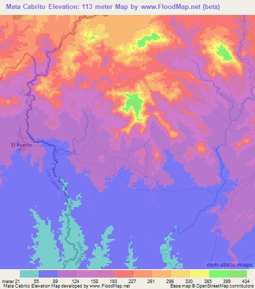 Mata Cabrito,Dominican Republic Elevation Map