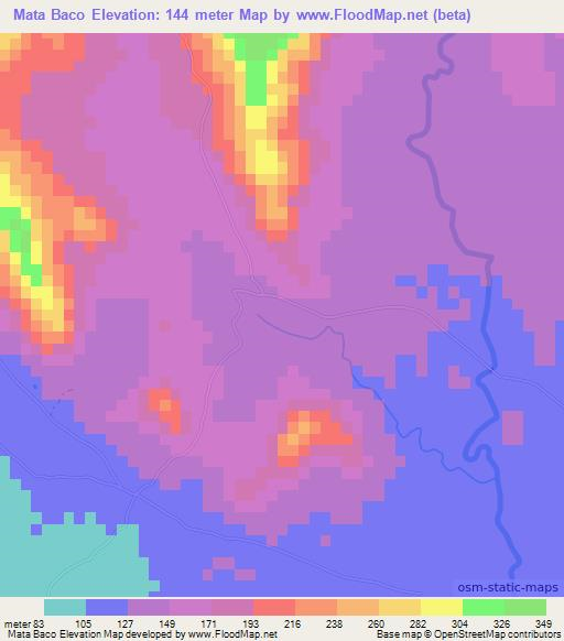 Mata Baco,Dominican Republic Elevation Map