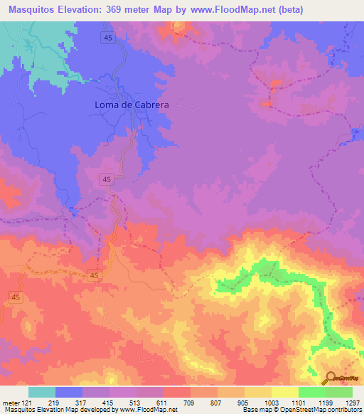 Masquitos,Dominican Republic Elevation Map