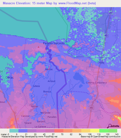 Masacre,Dominican Republic Elevation Map