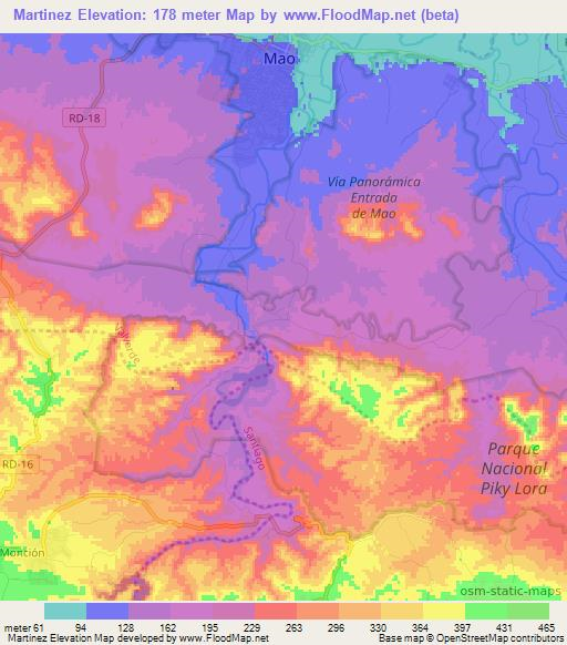 Martinez,Dominican Republic Elevation Map