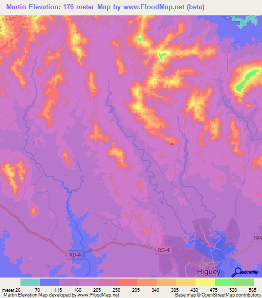 Martin,Dominican Republic Elevation Map