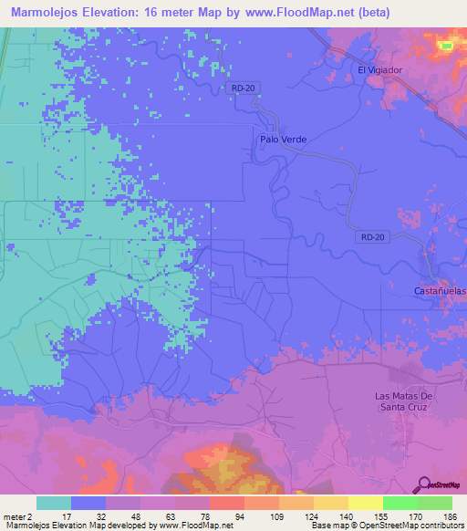 Marmolejos,Dominican Republic Elevation Map