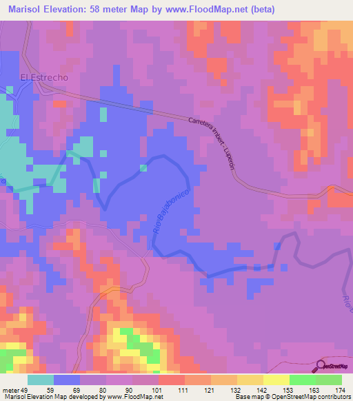 Marisol,Dominican Republic Elevation Map