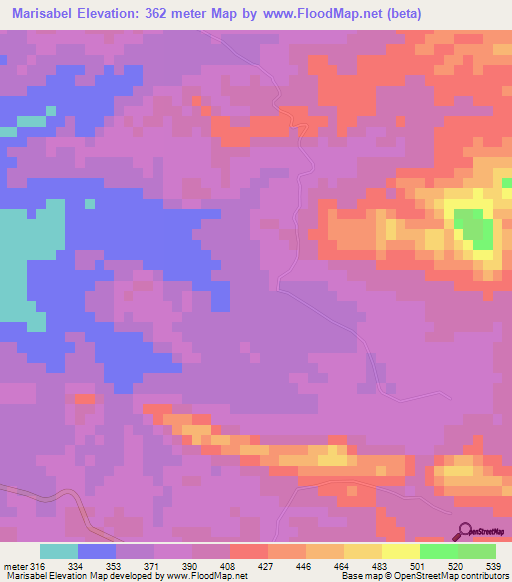 Marisabel,Dominican Republic Elevation Map