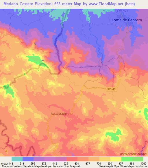 Mariano Cestero,Dominican Republic Elevation Map