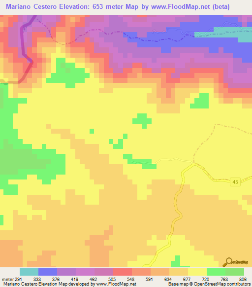 Mariano Cestero,Dominican Republic Elevation Map