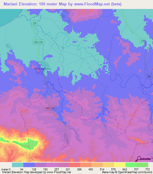 Mariani,Dominican Republic Elevation Map