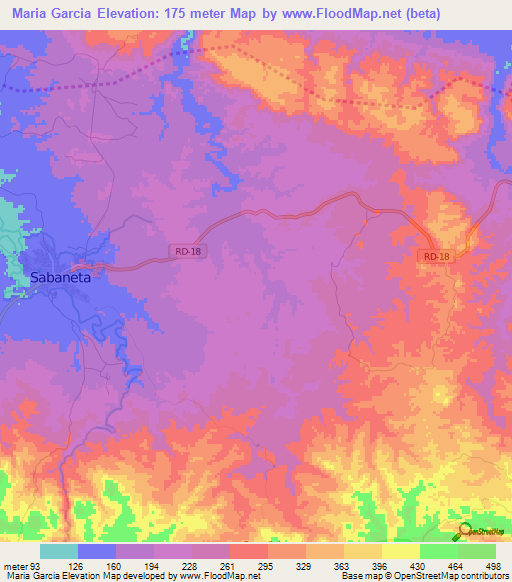 Maria Garcia,Dominican Republic Elevation Map