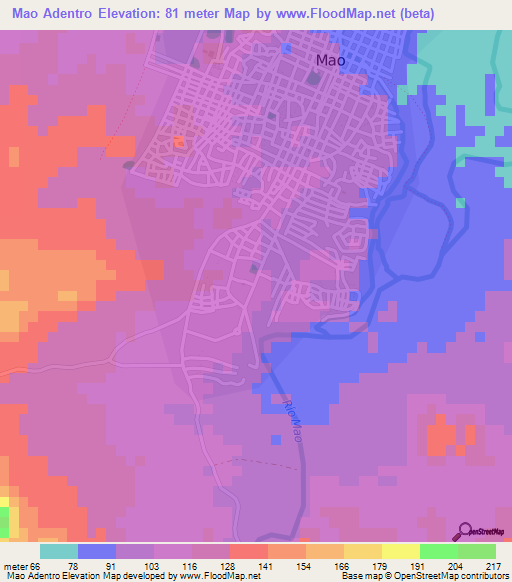 Mao Adentro,Dominican Republic Elevation Map