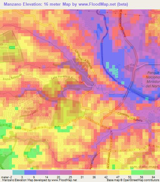 Manzano,Dominican Republic Elevation Map